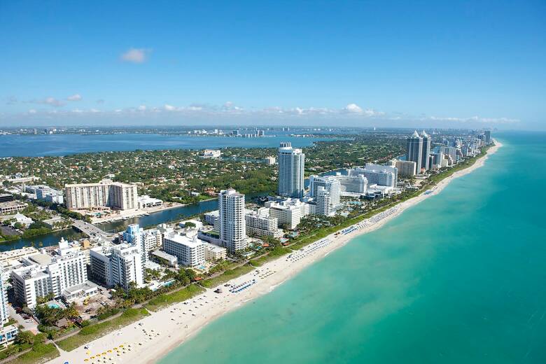 Widok na plaże Miami z lotu ptaka