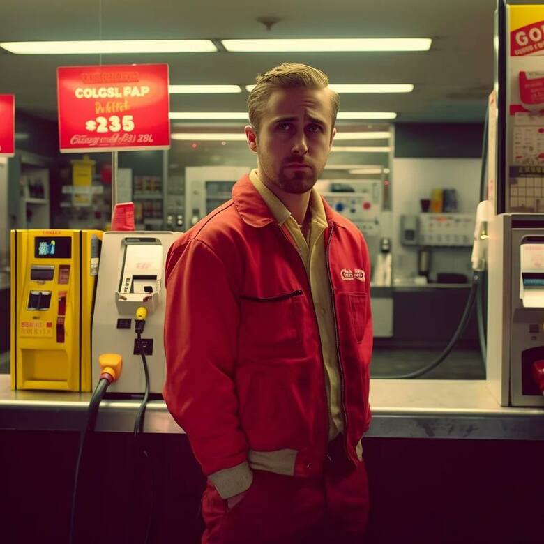 Ryan Gosling jako pracownik stacji benzynowej