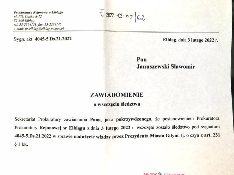 Prokuratura wszczęła śledztwo w sprawie nadużycia władzy przez prezydenta Gdyni. Chodzi o niepublikowanie zarządzeń