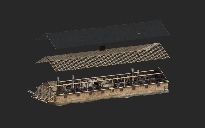 Model cyfrowy murowanego baraku więźniarskiego