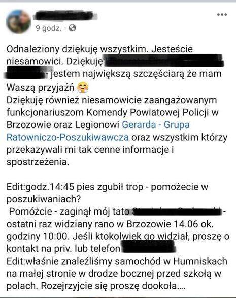 Szczęśliwy finał poszukiwań 71-letniego mieszkańca gminy Brzozów