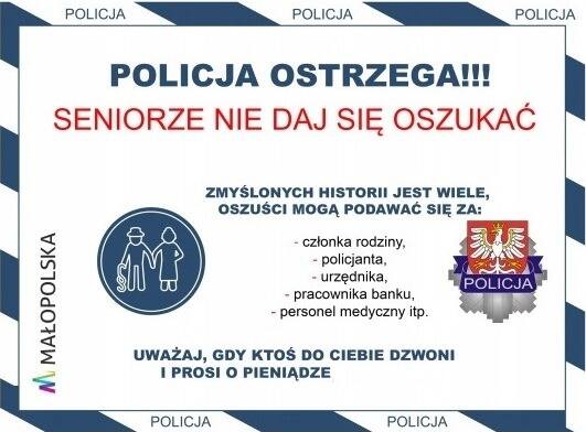 Policja w Oświęcimiu prowadzi kampanię "Seniorze nie daj się oszukać". Apeluje też do ich bliskich o ostrzeżenie przed oszustami