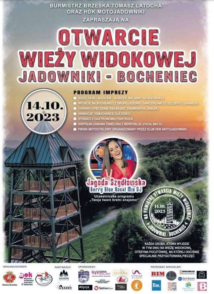 Otwarcie wieży widokowej na Bocheńcu w Jadownikach - szczegółowy program imprezy