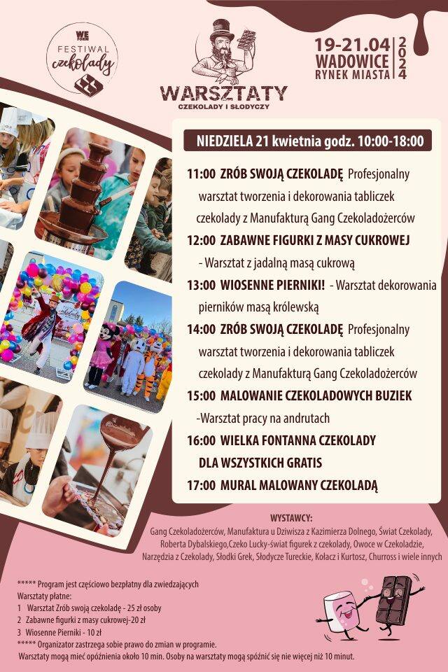 W Wadowicach po raz drugi odbędzie się Festiwal Czekolady i Słodyczy. Atrakcji nie zabraknie. Przybywajcie!