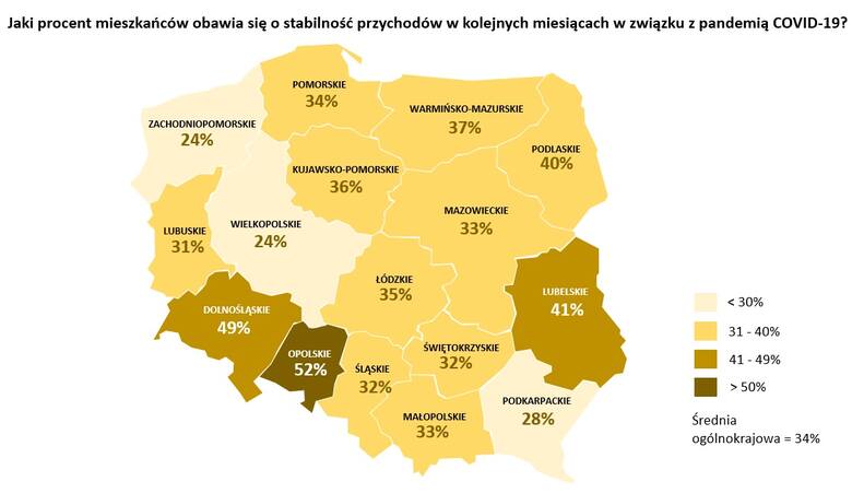 Podczas gdy na Podlasiu niewiele ponad jedna czwarta mieszkańców przyznaje, że odczuwa negatywne skutki koronawirusa w portfelu, w województwie opolskim