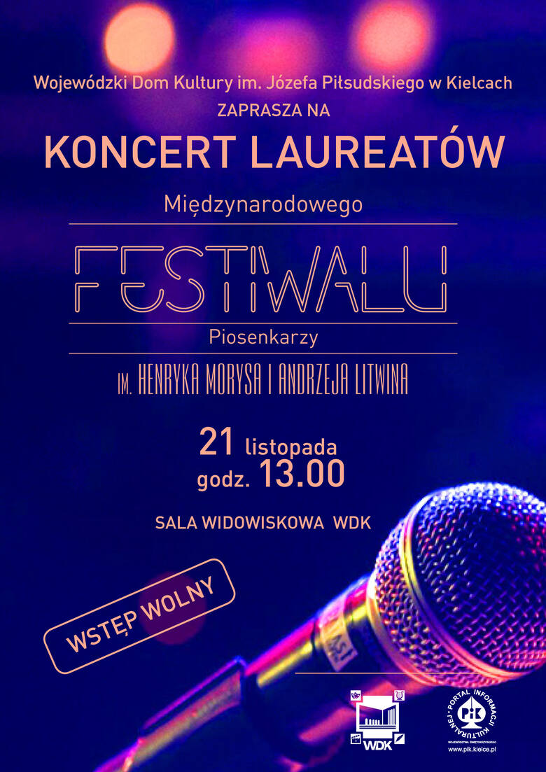 Koncert w Wojewódzkim Domu Kultury w Kielcach. Wystąpią najlepsi piosenkarze Festiwalu Morysa i Litwina