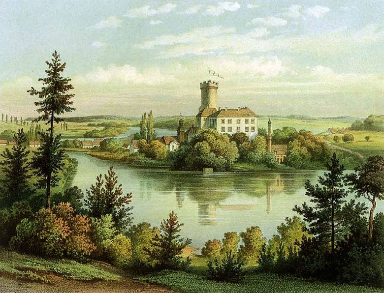 Zamek Joannitów w Łagowie na starej widokówce.