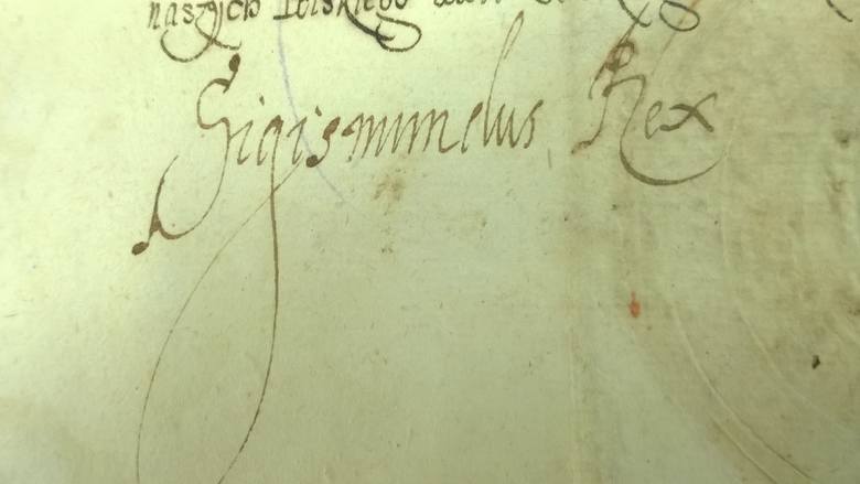 Podpis króla Zygmunta I na przywileju dla Wschowy