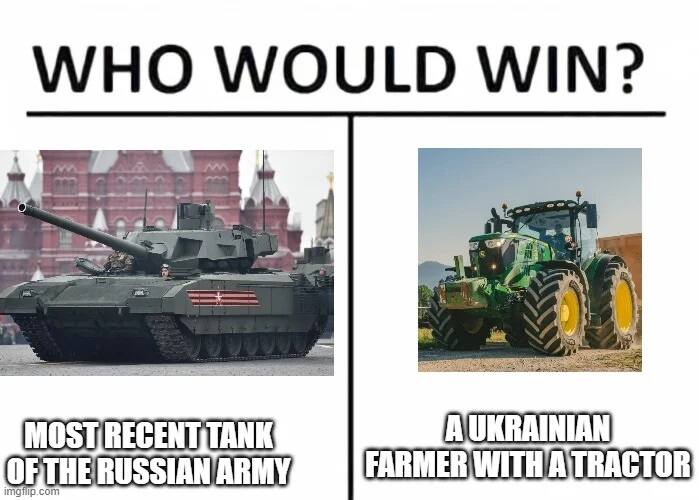 Kto wygra? Najnowszy czołg rosyjskiej armii czy ukraiński rolnik z traktorem?