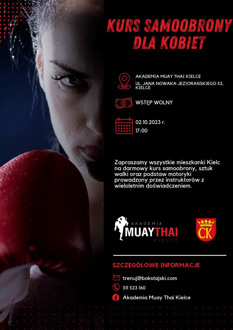 Akademia Muay Thai Kielce organizuje bezpłatny kurs samoobrony dla kobiet. Zobacz harmonogram