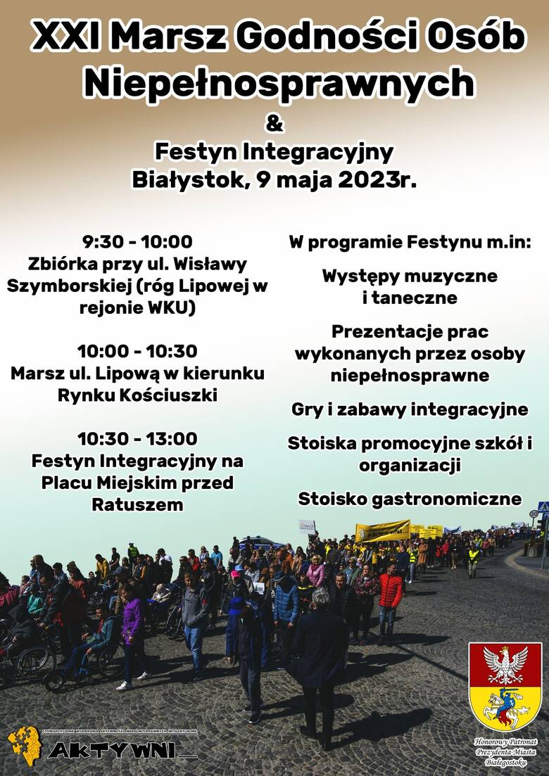 XXI Marsz Godności Osób Niepełnosprawnych już we wtorek w Białymstoku. Będą utrudnienia na Lipowej