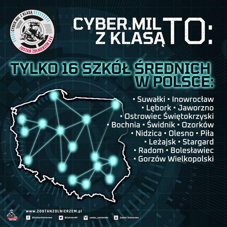 Plakat, informujący o projekcie CYBER.MIL z KLASĄ.