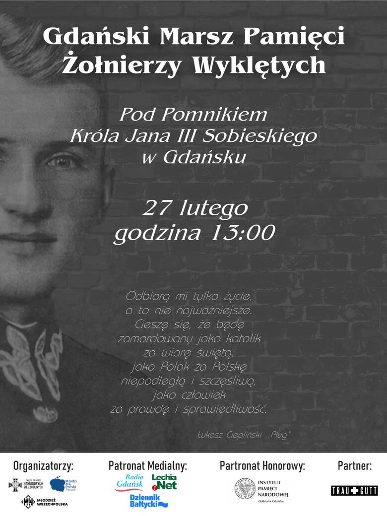 Marsz Pamięci Żołnierzy Wyklętych na ulicach Gdańska 27.02.2022