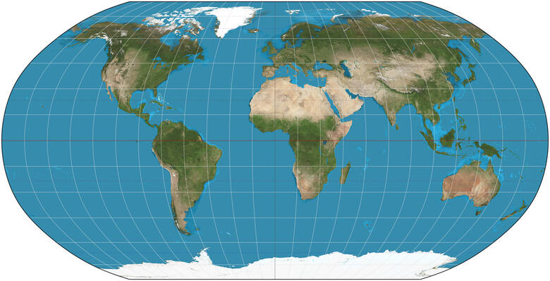 Mapa Robinsona odkształca granice krajów