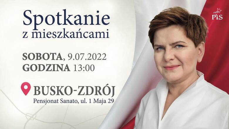 Beata Szydło spotka się z mieszkańcami Buska-Zdroju. Europoseł i była premier przyjedzie do miasta w sobotę, 9 lipca