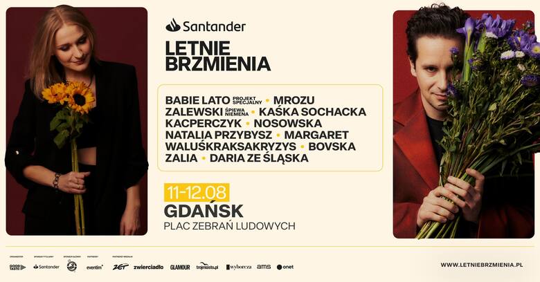 Santander Letnie Brzmienia to trasa koncertowa, która przez 9 weekendów odwiedzi 9 polskich miast.