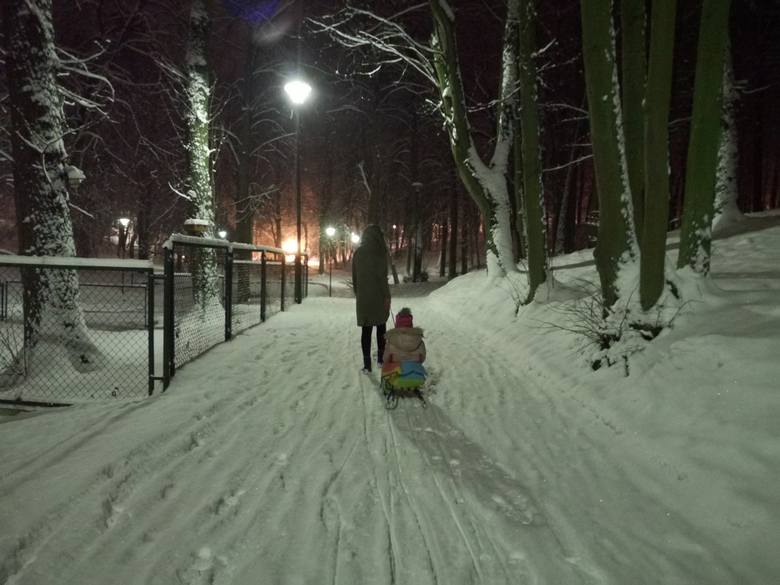Ponad 100-letni park w Tczewie zasypany śniegiem