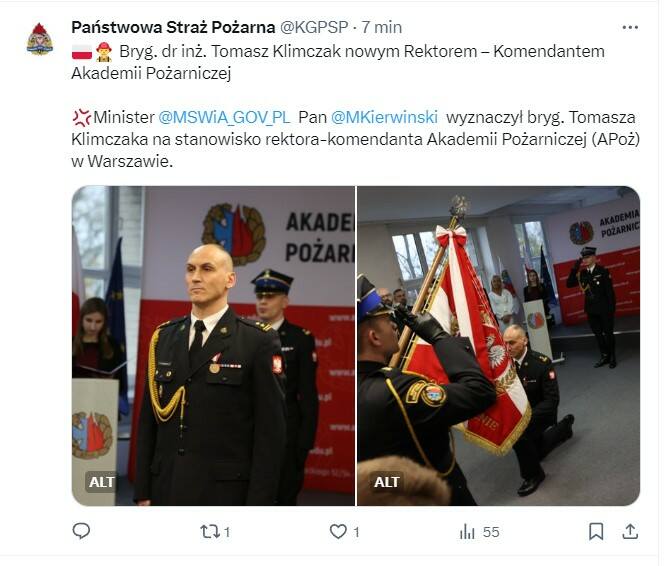 Nowym Rektorem-Komendantem Akademii Pożarniczej został bryg. Tomasz Klimczak.