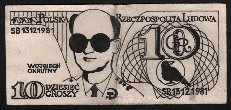   banknot przedstawiający sylwetkę Wojciecha Okrutnego (Jaruzelskiego)<br /> <br /> 