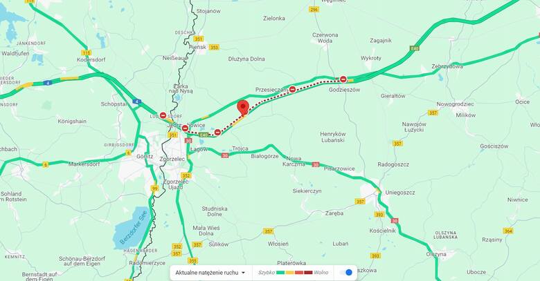 Autostrada A4 w stronę granicy z Niemcami jest całkowicie zablokowana