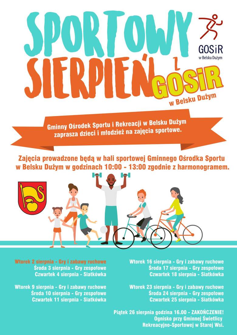 Sportowy sierpień w Belsku Dużym. Zaplanowano wiele atrakcji dla dzieci i młodzieży. Sprawdź szczegóły 