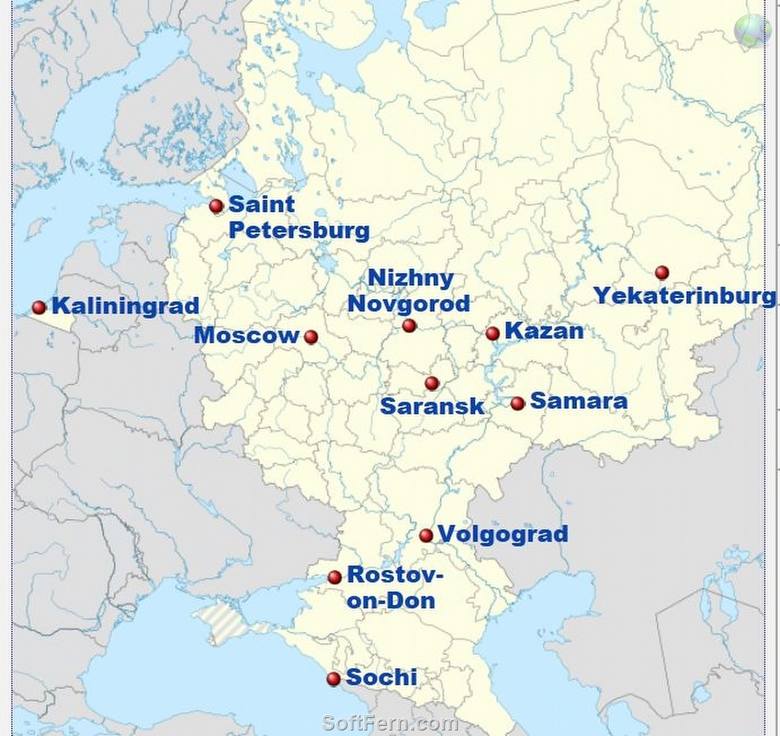 Miasta-gospodarze MŚ 2018 w Rosji
