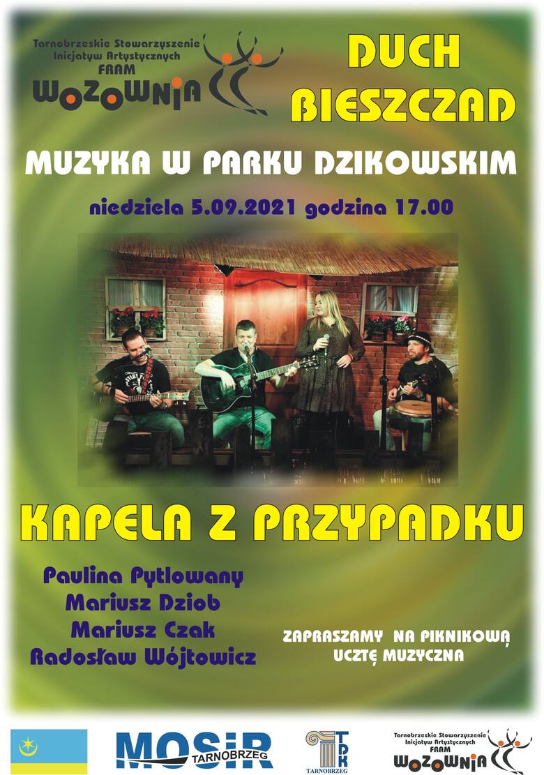Muzyka w parku dzikowskim w Tarnobrzegu: zagra Kapela z Przypadku 