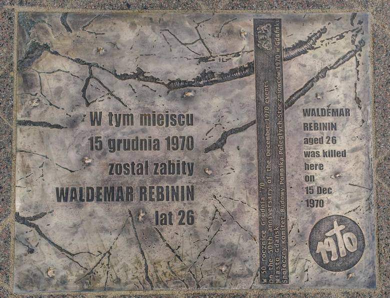Odsłonięcie specjalnych płyt chodnikowych w przestrzeni Gdańska upamiętniających miejsca śmierci 8 ofiar Grudnia '70, 14-15.12.2020