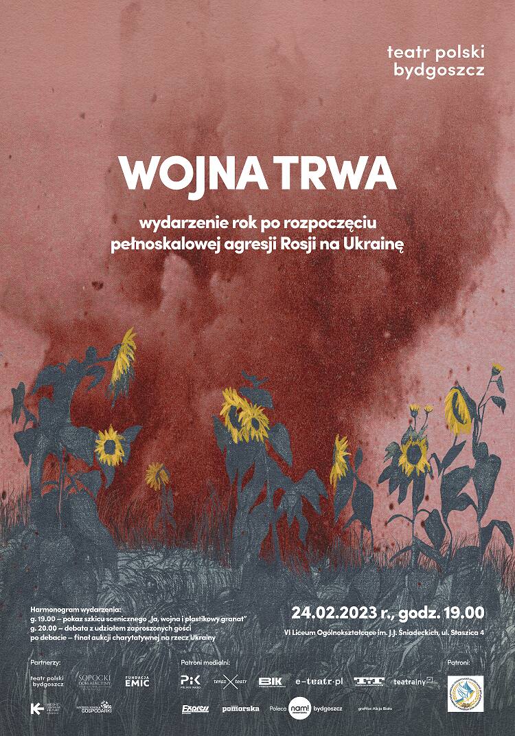 Wojna trwa. W Bydgoszczy teatr zaprasza na pokaz szkicu na scenie i debatę, online aukcja charytatywna 