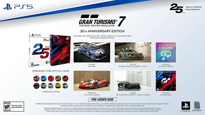 Edycja z okazji 25-lecia Gran Turismo 7 zawiera m.in. kolekcjonerski steelbook.