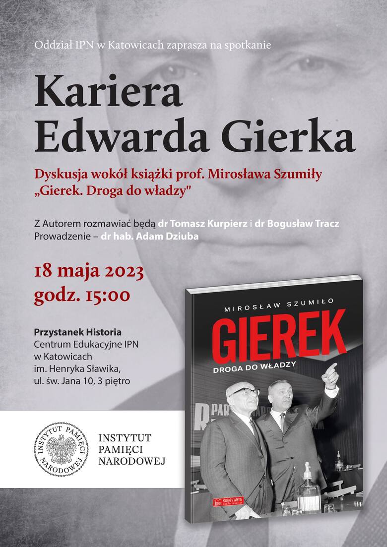 Plakat spotkania „Kariera Edwarda Gierka".