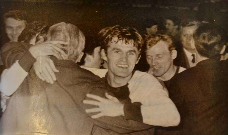Radość po meczu AS Roma - Górnik Zabrze, Strasbourg, 22 kwietnia 1970 (2:2)