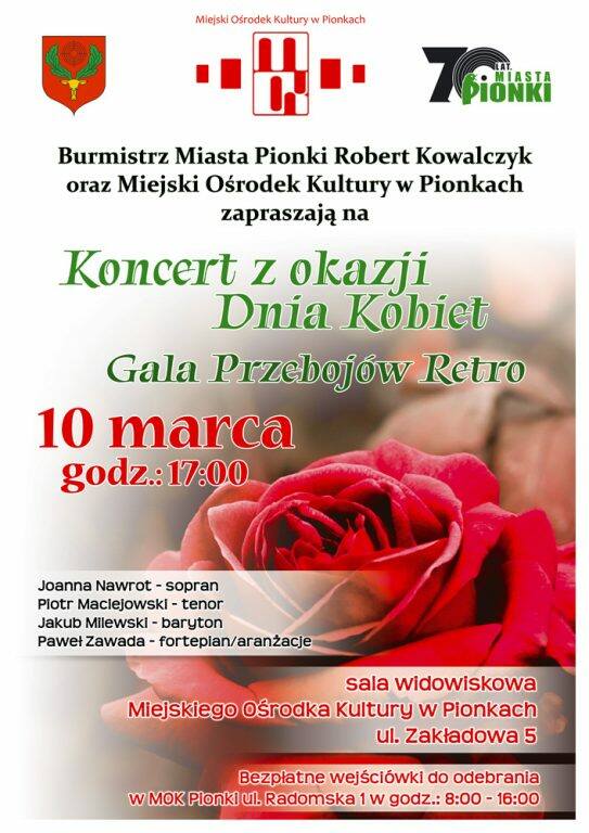 Gala Przebojów Retro z okazji Dnia Kobiet w Pionkach. Będą piosenki Kiepury, Fogga, Sinatry i innych wspaniałych artystów