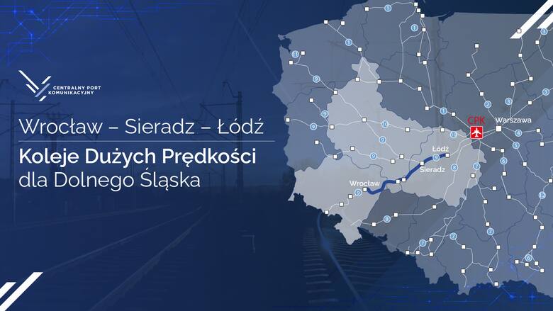Podróż pociągiem z Wrocławia do Łodzi w godzinę. CPK pokazuje wybrany wariant trasy