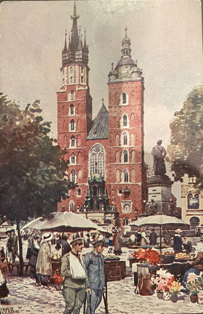 Rynek Główny na obrazie austriackiego malarza Franza Poledne, 1915 rok