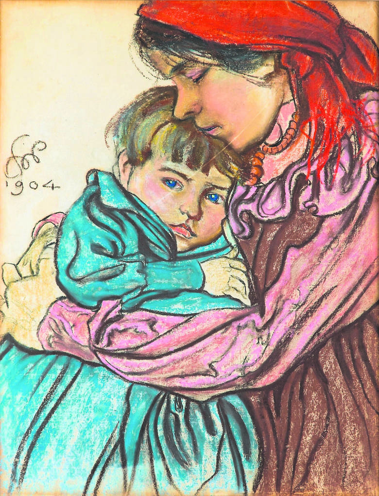 Stanisław Wyspiański „Macierzyństwo”. Na obrazie żona malarza Teodora Teofilia Pytko  trzymająca na rękach jedno z trojga ich dzieci