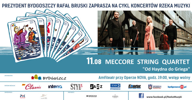 Rzeka Muzyki w Bydgoszczy. Meccore String Quartet - zgrają klasykę ponad stereotypami