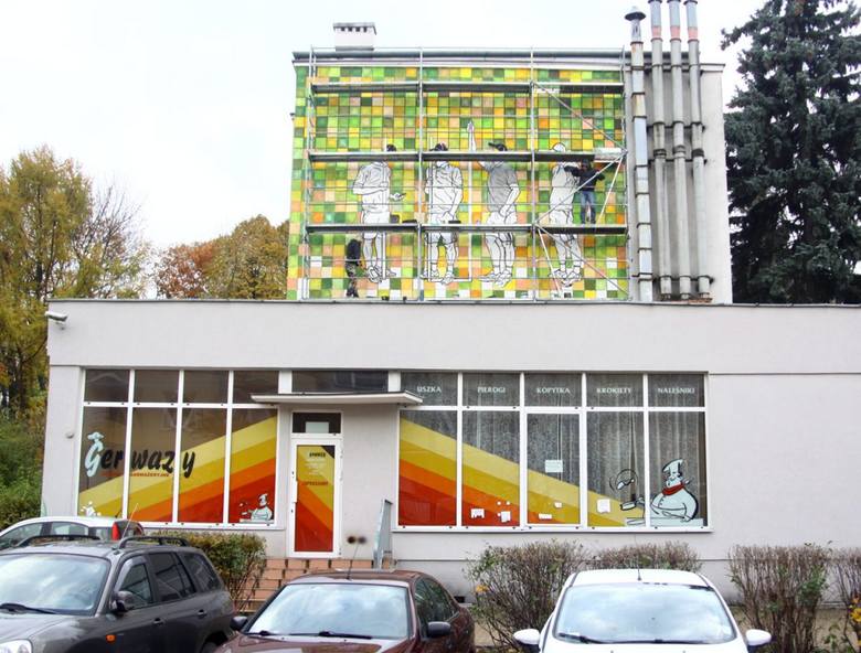 Mural inspirowany Lubelskimi Spotkaniami Plastycznymi sprzed 40. lat, który właśnie powstaje przy ulicy Grażyny, na osiedlu Mickiewicza. 