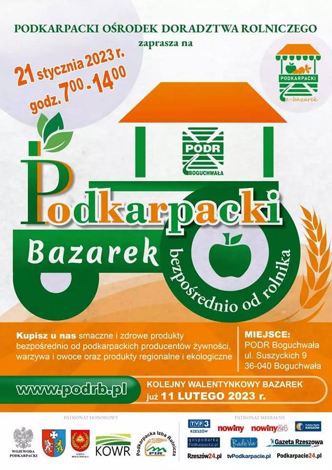 Podkarpacki Bazarek do Boguchwały odbędzie się 21 stycznia przy Podkarpackim Ośrodku Doradztwa Rolniczego w Boguchwale