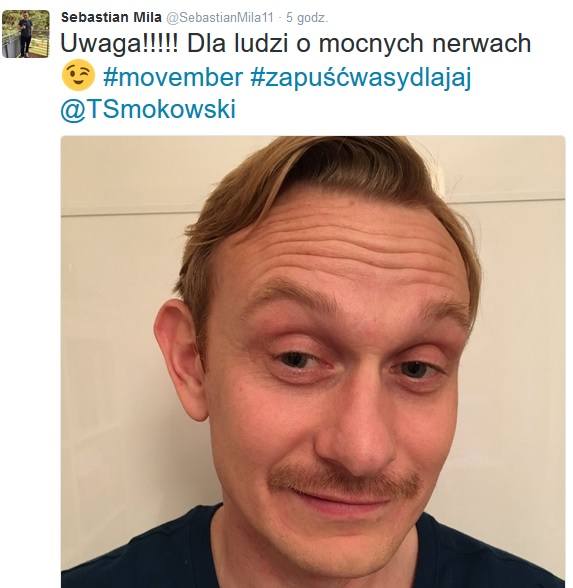 Sebastian Mila z Lechii Gdańsk zapuścił wąsy. 