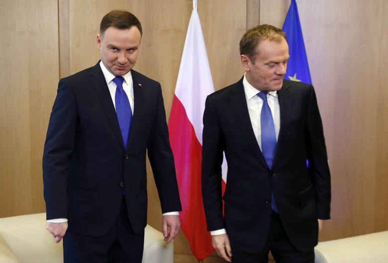Prezydent Andrzej Duda i Donald Tusk.