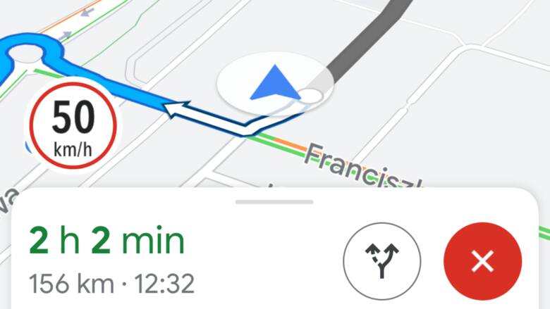 Symbol znaku ograniczenia prędkości w Google Maps