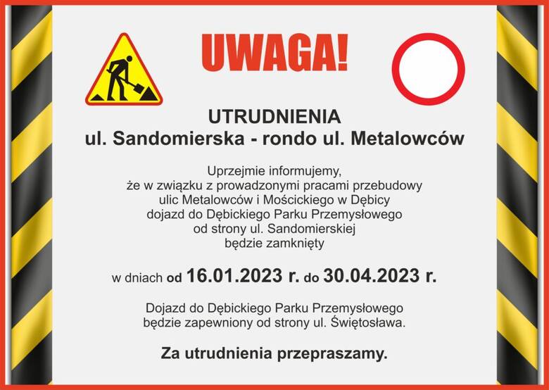 Utrudnienia w ruchu na ulicach Sandomierskiej oraz Metalowców w Dębicy
