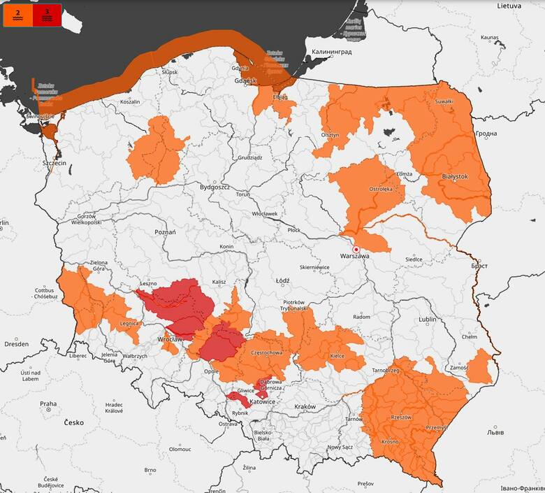 Ostrzeżenia hydrologiczne w Polsce, stan na 6 lutego, godz. 9:39