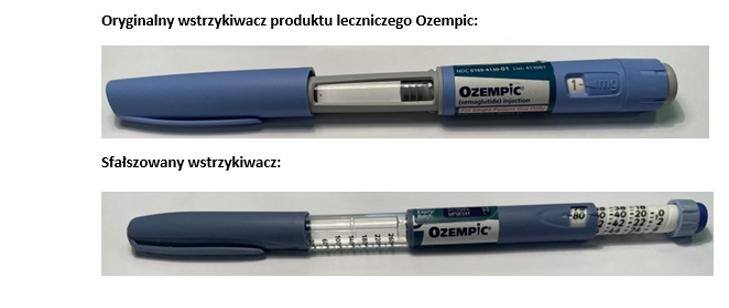 Oryginalny lek Ozempic i jego podróbka.