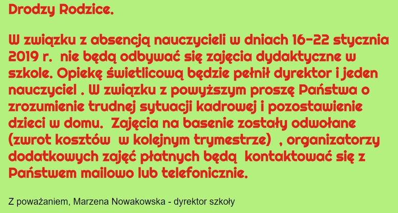 Ogłoszenie zamieszczone na witrynie internetowej Szkoły Podstawowej nr 2 w Łodzi