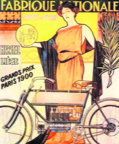 Tak reklamowano na początku XX wieku motocykle FN z silnikiem czterocylindrowym Fot: Wikimediacommons