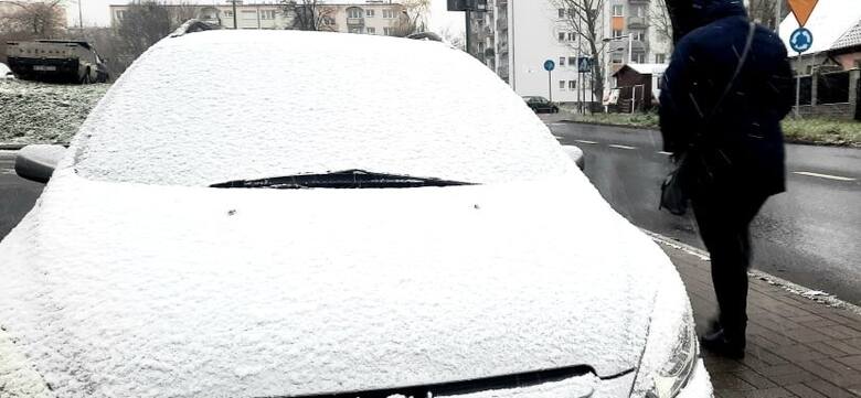 We wtorkowy poranek śnieg spadł w wielu miejscach Lubuskiego. Na zdjęciach opady w Zielonej Górze.