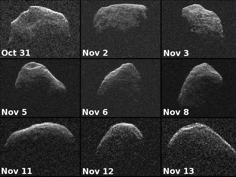 Asteroida Apophis sfotografowana przez NASA w różnych etapach czasowych.