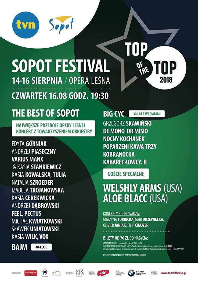 Top of the Top Sopot Festival 2018 odbędzie się 14-16 sierpnia w Operze Leśnej